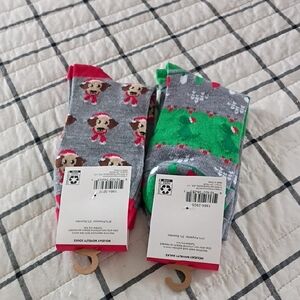 two pair novelty socks, holiday pattern #1
